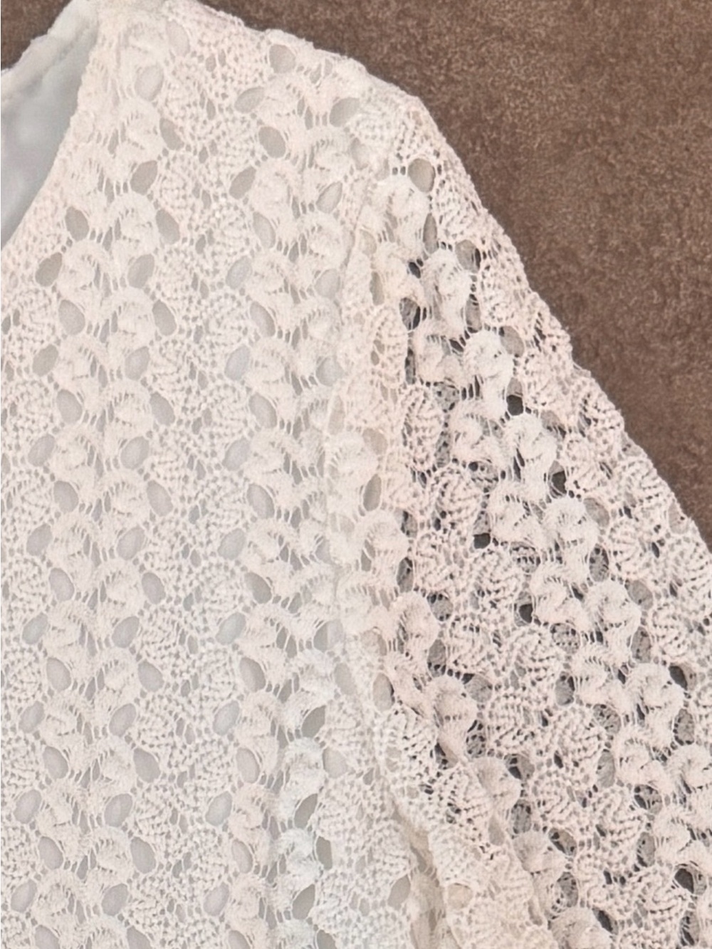 JM Collection White Crochet Lace Blouse Keyhole Neck 3/4 Sleeve Large - Picture 9 of 9